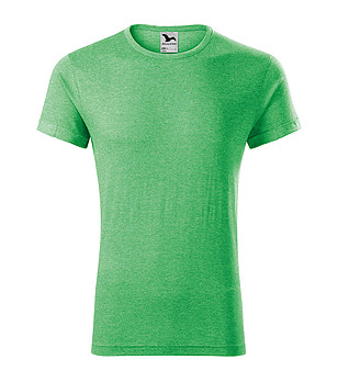 Вталена мъжка тениска в зелен меланж Tim снимка