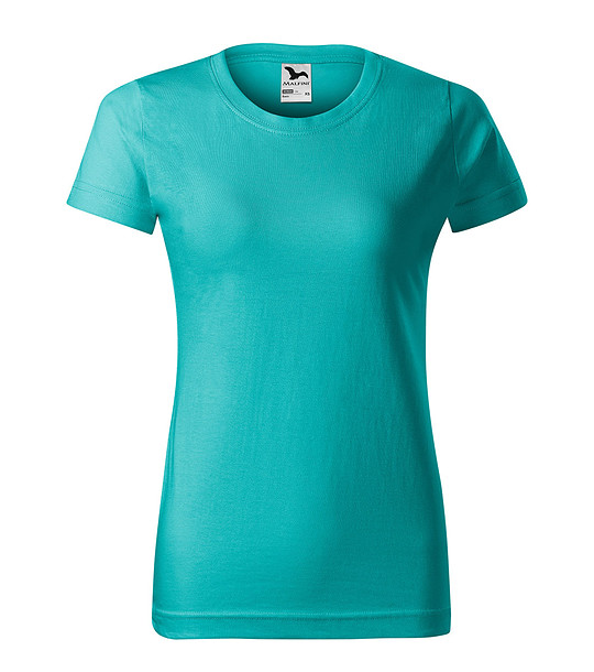 Дамска памучна тениска Basic в цвят емералд снимка