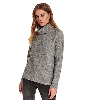 Сив асиметричен дамски пуловер Alexandria снимка