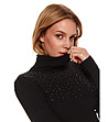 Черен дамски пуловер с камъчета Lexy-4 снимка