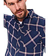Памучна мъжка риза в тъмносиньо с райе Alejandro-3 снимка