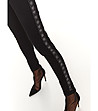 Черен дамски панталон с кант с принт встрани Nessa-3 снимка