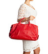Червена дамска кожена пътна чанта Macerata-4 снимка