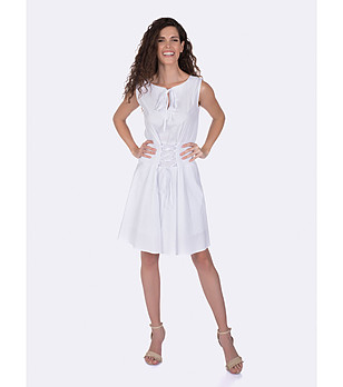 Бяла памучна рокля без ръкави Salina снимка