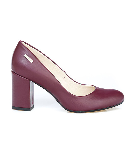 Дамски обувки от естествена кожа в цвят бордо Aldona снимка