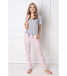 Дамска памучна пижама в сиво и розово Mia-0 снимка