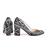 Дамски обувки от естествена кожа в черно и сиво Aldona-2 снимка