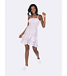 Памучна рокля в бяло и бордо Tina-2 снимка