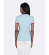 Светлосиня памучна блуза с контрастни кантове Flores-1 снимка