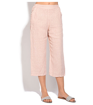 Ленен дамски розов 7/8 панталон с джобове Ness снимка