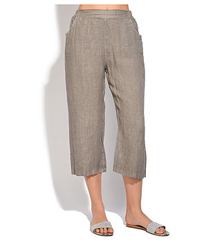 Ленен дамски 7/8 панталон с джобове Ness в бежов нюанс снимка