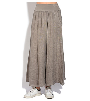 Дълга ленена пола в цвят мока Arlisa снимка