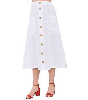 Бяла ленена пола с джобове Frida снимка