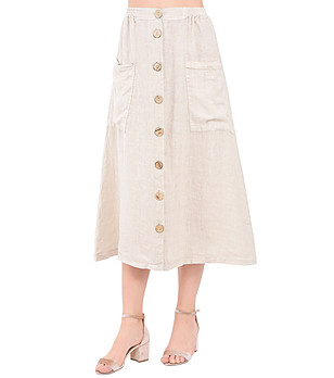 Бяла ленена пола с джобове Frida снимка