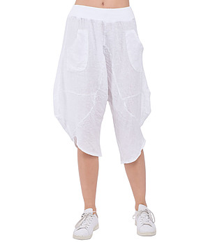 Асиметричен бял ленен дамски панталон Hola снимка