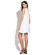 Ленена рокля в бяло с джобове встрани Arden-1 снимка