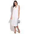 Бяла ленена рокля с къдрички Merina-0 снимка