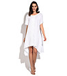 Асиметрична бяла ленена рокля Ilaria-0 снимка