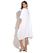 Асиметрична бяла ленена рокля с джобове Sanoma-1 снимка