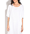Асиметрична бяла ленена рокля с джобове Sanoma-2 снимка