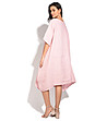 Асиметрична розова ленена рокля с джобове Sanoma-1 снимка