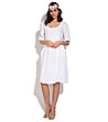 Бяла ленена рокля с фини плохи Hera-0 снимка