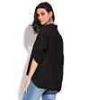 Ленена черна дамска блуза с джоб Delmira-1 снимка