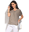 Ленена дамска блуза в цвят мока Muria-0 снимка