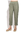 Дамски ленен панталон Della в цвят каки-0 снимка