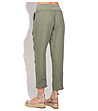 Дамски ленен панталон Della в цвят каки-1 снимка