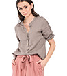 Дамска ленена блуза в цвят мока Aleda-0 снимка
