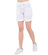 Къси дамски ленени панталони в бяло с колан Adel-0 снимка