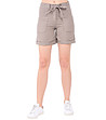 Къси дамски ленени панталони в бежово с колан Adel-0 снимка