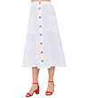 Бяла ленена пола с джобове Frida-0 снимка