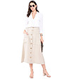 Бяла ленена пола с джобове Frida-2 снимка