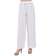 Бял ленен дамски панталон с еластична талия Tera-0 снимка