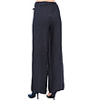 Тъмносин ленен дамски панталон с еластична талия Tera-1 снимка