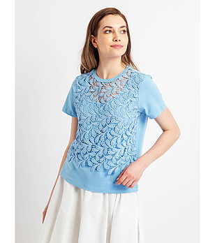 Ефектна памучна дамска блуза в синьо Anatola снимка