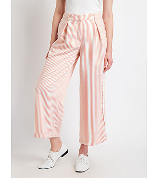 Раиран дамски панталон с плохи в розово и бяло Zita снимка
