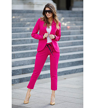 Дамски костюм от сако и панталон в цвят циклама снимка