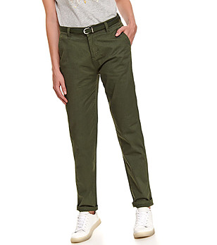 Дамски памучен панталон в зелено Neriza снимка