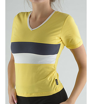 Жълта дамска памучна тениска с контрастни кантове Ira снимка