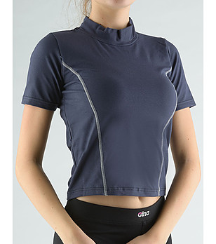 Дамска памучна спортна тениска в синьо Yara снимка