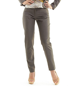Дамски панталон в нюанс на цвят таупе с памук Timqa снимка