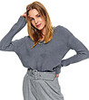 Сив дамски плетен пуловер Hola с пайети-0 снимка