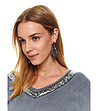 Сив дамски плетен пуловер Hola с пайети-3 снимка