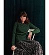 Масленозелен дамски плетен пуловер Volena-3 снимка