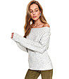 Дамски пуловер с голи рамена в сиво Kiera-2 снимка
