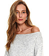 Дамски пуловер с голи рамена в сиво Kiera-4 снимка