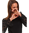Черна дамска блуза Beverly с ефектни ръкави-3 снимка